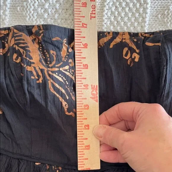 Free People Baja Babe Black Bronze Foil Halter Midi Dress Sz M - Picture 5 of 14